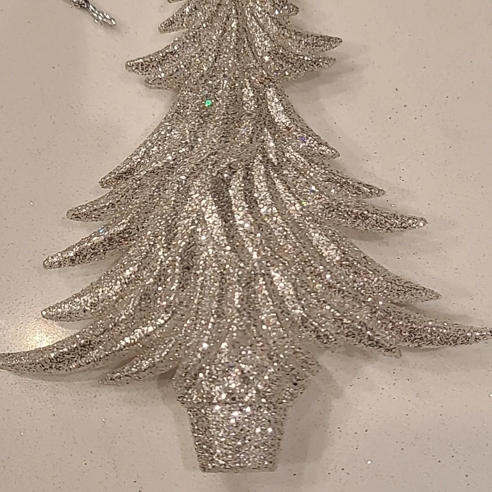 Pier 1 Imports Silver Glitter Christmas Tree Ornament